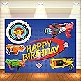 Party Baazaar Nerf Theme Backdrop | Backdrop for Birthday Decoration | Happy Birthday Banner for Kids (Pack of 1, Multicolor, Size: 4x3 Feet)