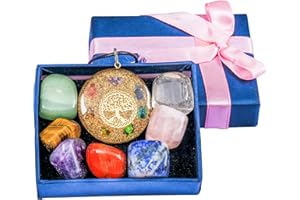 ABHISUBYA Healing Crystal Kit - Crystals and Gemstones - Healing Crystals - Chakra Crystal Set - 7pcs Worry Stones - Meditation Accessories Kit - Spiritual Décor