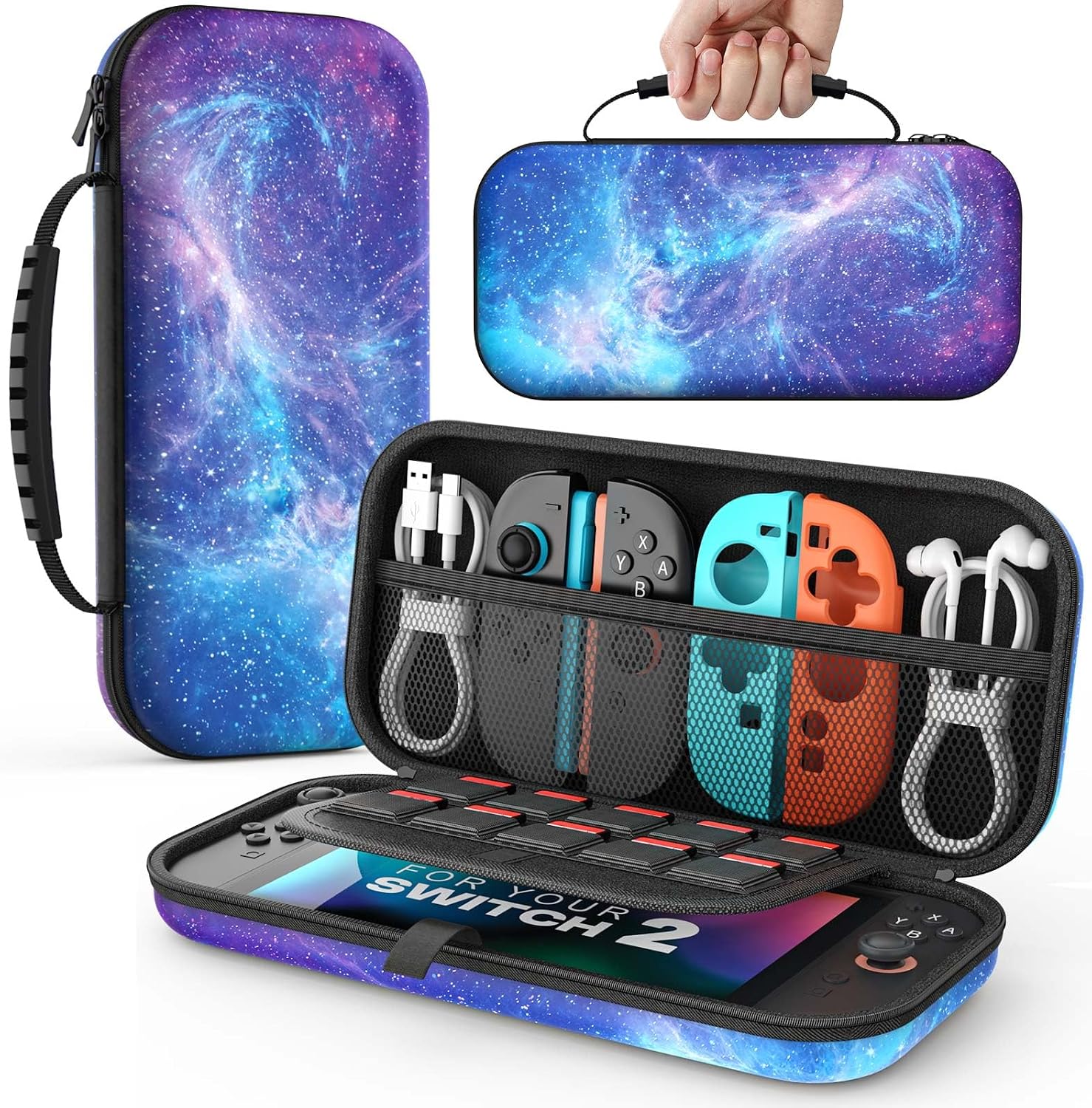MoKo Funda para Nintendo Switch 2 2025, Funda Protectora Rígida Portátil de Viaje con para 10 Cartuchos, Estuche de Transporte para Consola Nintendo Switch 2 y Accesorios