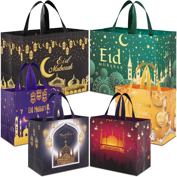 8 Sacchetti regalo per Eid Mubarak con nastri, decorazioni per Eid