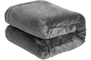H HANSEL HOME Wyjątkowo miękki koc na sofę, flanelowy koc na sofę, koc polarowy na łóżko, całoroczny - szary, 130 x 160 cm