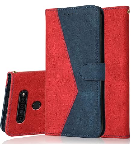 Handyhülle LG K51S / K41S – Leder Flip Case Mit Kartenfächern & Magnetverschluss | Stoßfest, Standfunktion, Präzise Aussparungen | Farbe Rot