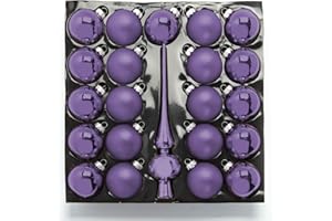 HEITMANN DECO Zestaw ozdób choinkowych, szklane bombki + czubek na choinkę, bombki choinkowe, dekoracja bożonarodzeniowa, zestaw 21 sztuk, kolor fioletowy