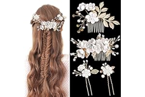 LECTNORE 4pcs accessori dei capelli della damigella d'onore, pettini laterali dei capelli di nozze pezzi dei capelli della sposa spille dei capelli del fiore per le donne nozze
