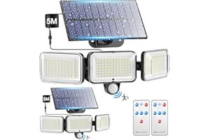 PIKOY Solar Security Lights Outdoor Motion Sensor, 224 LED+2000LM+300° Wide Angle Outdoor Security Lighting, Remote 4 Modes Solar Flood Lights Outdoor Lights,IP65 Waterproof Solar Security Light-2Pack