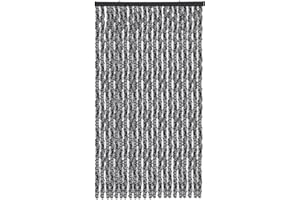 Arsvita Flauschvorhang Türvorhang (90x200 cm) in Meliert Schwarz-Grau-Weiß als Insektenschutz für Balkon, Terrasse oder Wohnmobil, Wohnwagen, Pavillon