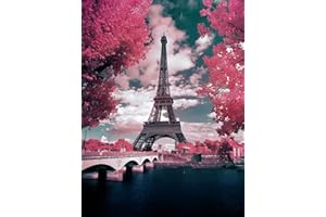 LUKDUNG Diamond Painting, 5D Diamond Pintura de Diamantes, DIY 5D Diamond Painting Kit Completo Punto de Cruz Diamante Rhinestone Bordado Decoración de Pared del Hogar Torre de Hierro 30×40cm