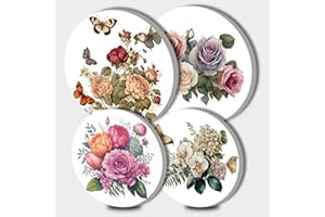 WALARKY Flower Stove Burner Covers, Gas Stove Burner Covers Set of 4, 8 Inch and 10 Inch Stove Top Covers for Electric Stove Metal Stove Cover Gas Stove Top Covers, Modern Kitchen Decor, Cooktop Decorative