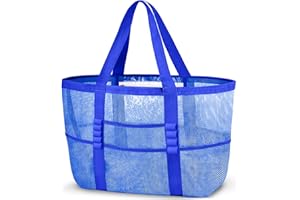 ONCCI Borsa da Spiaggia da Donna XXL Famiglia, Borsa da Spiaggia a Rete Shopper da Donna Tote Bag per Spiaggia Viaggi Shopping Picnic e vita Quotidiana