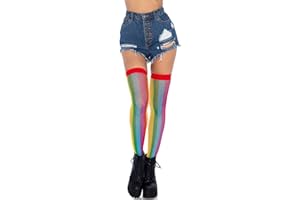 Leg Avenue Women's Rainbow Fishnet Thigh Highs Costume Hosiery