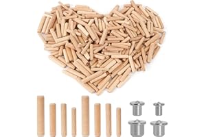 Dadabig 504pcs Tacos de Madera - 5mm 6mm 8mm 10mm Espigas y Clavijas Ranuradas y Corrugadas de Diferentes Tamaños + Localizador de Clavos