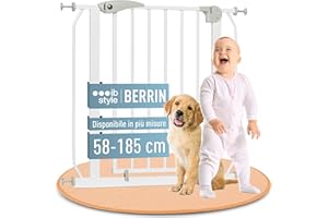 IB-STYLE ib style Cancelletto per Bambini di Sicurezza Berrin 67-75 cm - Scale e Porte, Senza forature, Metallo, 90° Stop, Anche per Cani e Animali Domestici, Bianco