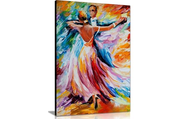 Leonid Afremovღ Peinture à l'huile abstraite Art mural Décoration de la maison, Dance Under the Rain, 61x41 cm (24x16in)