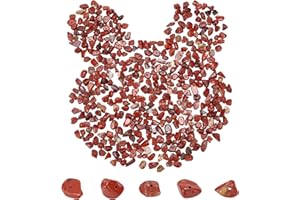 SUNNYCLUE 1 Scatola 400 Pezzi Perline di Pietra Naturale Diaspro Rosso, Pietre Preziose Irregolari Con Fori per Orecchini Fai-da-Te