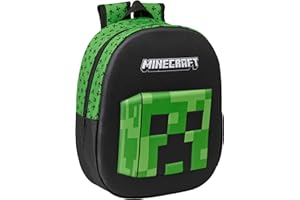 SAFTA MINECRAFT 3D - Zaino scolastico, con design 3D, adattabile al carrello, ideale per bambini di diverse età, comodo e versatile, qualità e resistenza, 27 x 10 x 33 cm, multicolore, M, Casual