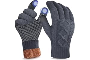 Origem Guantes Invierno Hombre termicos Mujer Guantes Doble Forro Polar Lana Material de Punto tactiles, Guantes Estampados Bici Correr Aire Libre para Frio Conducir Deporte Dar Regalos