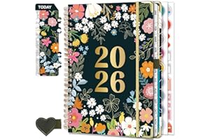 NEYSA Agenda 2026 Semainier Spirale de Janvier à Décembre 2026 (12 mois) A5 Agenda Scolaire Avec boucle de stylo,Règle Signet & Autocollants de plan, pochette (B18-Rosa)