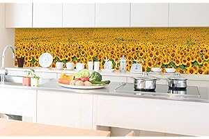 DIMEX LINE Paraschizzi Auto-Adesiva per la Cucina Girasoli 350 x 60 cm | Resistente all’Acqua | QUALITA‘ Premium