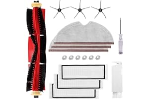 THINKTEX Zubehör für Xiaomi Mi Roborock S5 Max S50, S51, S6, S60, S65, S6 Max V, S6 Pure Roboter,18 Teilig Staubsauger Ersatzteile,1 Hauptbürste,3 HEPA Filter,3 Seitenbürste,3 Wischmopp,6 Filterkern,2 Werkzeug