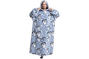 Luojida Sweats à Capuche Femme Homme Pull Plaid avec Manche Longue TV Couverture a Capuche en Peluche Doux Epaisse Chaud avec Grande Poche Frontale Cadeau Idée Noël Halloween Voyage Géant à Capuche