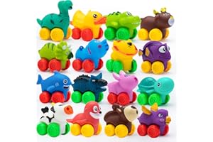 JOYIN Coches de Animales, Juego de Coches de Goma Suave, Mini vehículos de Juguete para bebés, Coches de Juguete para baño para niños y niñas, Regalo de cumpleaños de Navidad para bebés