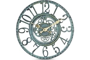 KEYET Wall Clock,Vintage Classic Wall Clock Rustic-Style Indoor & Outdoor Decorative Clock Weatherproof Resin Clock Battery-Operated for Garden, Home, Office, Living Room & Bedroom