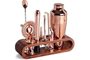 LOFERMA 10-teiliges Bartender Set aus Mahagoni & Edelstahl–Premium Barzubehör inkl. Cocktail Shaker, Barwerkzeuge & Aufbewahrungsbox | Ideal für Home Bar, Party, Hochzeit | Elegantes Geschenkset für Barkeeper