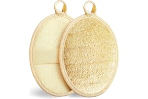 SALEEPENDENT 2 Pièces Eponge Loofah, Lavable Éponges en Luffa Naturel, Reutilisable Gants de Gommage Naturels en Loofah, Éponge Exfoliante en Luffa Naturel pour Spa, Cuisine, Visage Corps, le Bain