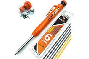THORVALD Matita Carpentiere RESISTENTE ed ESTENDIBILE [+7 MINE MULTI-SUPERFICIE+TEMPERINO] Matita Muratore Mina Morbida Fai da te Set da Disegno Professionale Tracciatura su Legno Metallo Cemento Piastrelle
