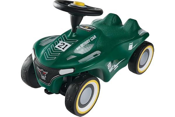 Big Bobby Car Neo RS grön – Racerbil halkbil barnfordon med viskningsdäck för tyst körljud och bra grepp, ergonomisk sits med