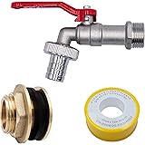 SET Tank Regentonnenverschraubung mit Wasserhahn Zapfhahn Messing mit 3/4" Aufnahme für Auslaufhahn inkl. zwei Gummidichtunge