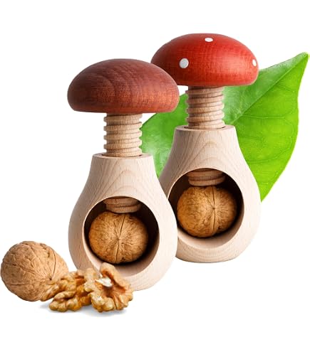 Nussknacker Pilz Set Mit Holzschale – Buchenholz Untersetzer Für Walnüsse