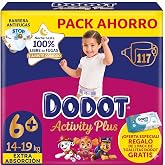 Dodot Activity Plus Diapers Size 6+, 14-19 kg, Extra Absorbency, 117 Count, with Leakproof Barrier and Bonus Wipes