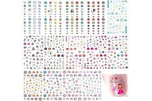 Rosymormor 14 Feuilles Autocollants Nail Art Princesse Enfants pour Filles, Paillettes Auto-adhésifs 800+ Motifs Ongle Décalcomanies pour Décoration Ongle Faveurs de Fête Anniversaire Halloween Noël
