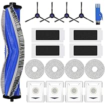 KimSin accessori di ricambio per Ecovacs Deebot T30S Combo / T30S Combo Complete aspirapolvere robot, Spazzola Principale + 6 Panni + 4 Sacchetti + 4 spazzole Laterali + 2 Filtro