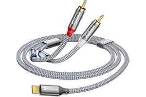 RIKSOIN Kabel audio USB C na RCA, typ C do 2RCA Stereo Adapter Cable, (trwały, odporny na zakłócenia, jakość HiFi) (DE-2RCA-TC 1,2 m)