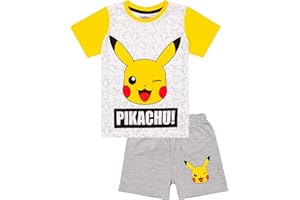 VANILLA UNDERGROUND Pokémon Pikachu Face Set de Ropa de Dormir Cortos de niño Amarillo Gris