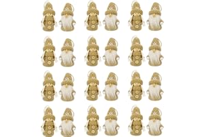 HAUSLEBEN Wichtel Figuren Set 24-teilig (12 Paare) – Weihnachtsdeko 7 cm – Holz & Strick – Deko Wichtel – Skandinavische Weihnachtsdekoration – Winterdeko – Geschenkidee