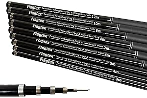 Flagtex 6m (20ft) Telescopic Flag Pole With Metal Ferrals For Festivals and Camping