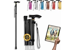 TIRIMBELES Bastón Plegable de Aluminio | Bastones para Mayores Ajustables en Altura | Ultraligero y Extensible | Taco Antideslizante para Evitar Caídas | Ideal Viajes y Caminar con Seguridad