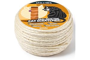 PELZIN Natural Sisal Rope for Cat Scratcher 6 mm x 30 m, Cat Scratching Post Replacement Rope, Cat Tree Twine for Scratching Post Repair, Recover, Replace and DIY, White