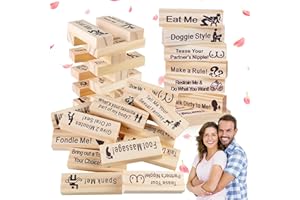 Donciety 48 Stück Block Tower Spiel - Holzblock Spiel für Paare (1 Set)