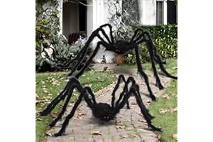 KOMEIYL 2pcs Araña Halloween, Araña Espeluznante de Color Negro Falso, Araña Peluda Gigante, Juguete de Araña Realista, Aplica a Halloween, Farnaval Fiestas Decoraciones (B)