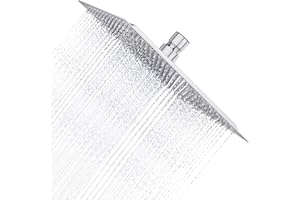 Derpras Square Rain Shower Head 304 Stainless Steel Ultra Thin Powerful High Pressure Top Spray Bathroom Rainfall Showerhead (Brushed Nickel) (12 Inch,196 Jets)