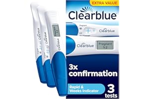 Clearblue Pregnancy Test 3X Confirmation Combo Pack, Result As Fast As 1 Minute (Visual Sticks) & Tells You How Many Weeks (Digital Stick), Kit of 3 Tests (1 Digital, 2 Visual)