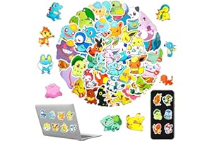 JJYAGU Autocollants, 50 pièces imperméables pokemon Stickers, autocollants, casques, skateboards,bouteille d'eau, tablettes，Sacs d'école, réfrigérateurs, vélos, portes, dessus de table