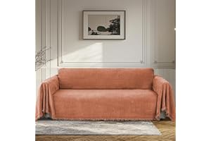 BellaHills Wasserdicht Chenille Sofa Überzug 1/2/3 Sitzer, Waschbar Weiche Couch Überzug Sofa Bezug für Wohnzimmer, Sofaüberwürfe L Form Möbelschutz für Hund Katze (Orangefarben, 180x300cm)