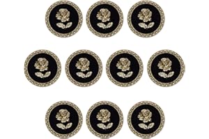 ftiemlovde 10 Eleganti Bottoni Oro Dorati per Giacca Donna Metallo,Bottoni Grandi per Cappotto Uomo Da Cucire, Bottoni Decorativi Vintage Fiori Neri Eleganti Camicia Stringi Pantaloni(A10 23mm)