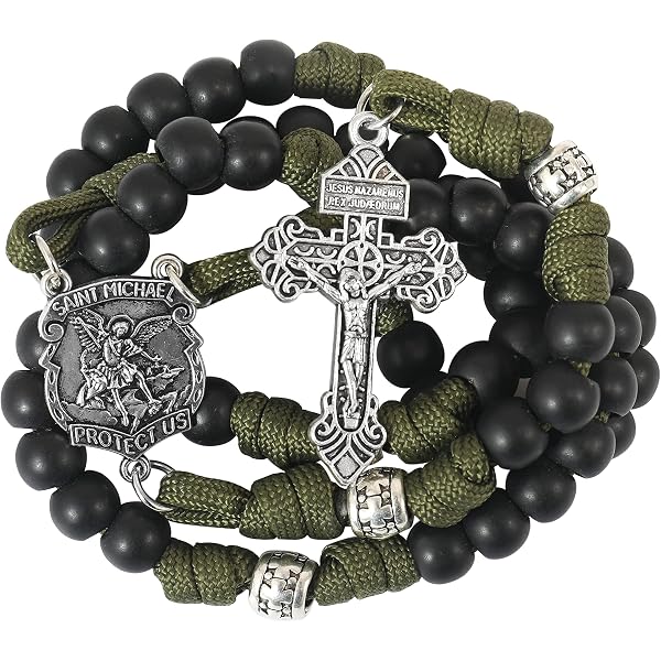 Rosario Uomo In Bronzo Con Croce 4cm E Medaglia Santa Teresa, Regalo Cresima/Comunione