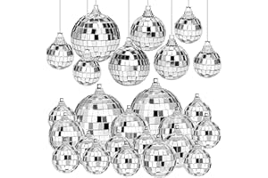 GEXINKEJI 32 pezzi Sfera a Specchio Palla Discoteca Argento Appeso palla a Specchio Disco Ball Decorazione Dell'Albero di Natale Decorazioni per Feste Scintillanti Decorazione da Appendere